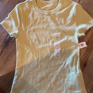 Old navy NEW green ribbed short sleeve shirt top S small